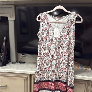 Source Unknown Cream Sleeveless V-Neck Sundress